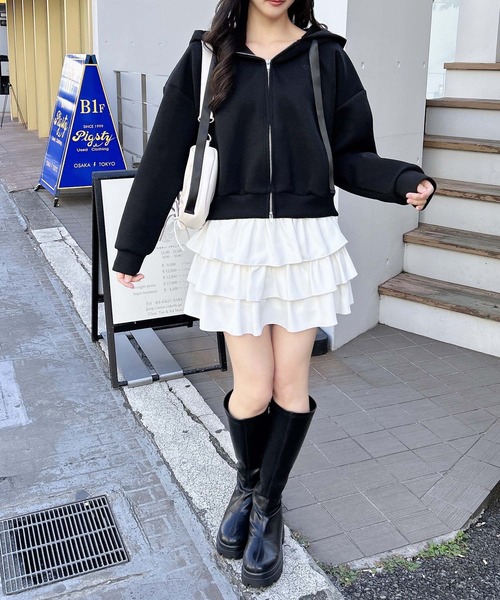 INGNI(イング)の「フリルミニスカパン/A(スカート・レディース・ブラック/オフホワイト・FREE)」の6枚目の写真