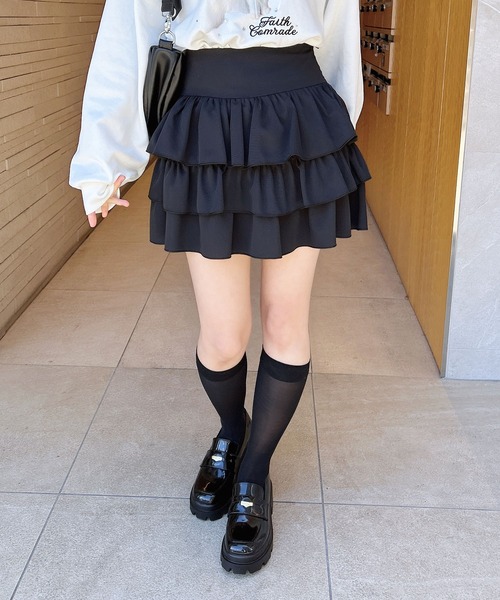 INGNI(イング)の「フリルミニスカパン/A(スカート・レディース・ブラック/オフホワイト・FREE)」の9枚目の写真