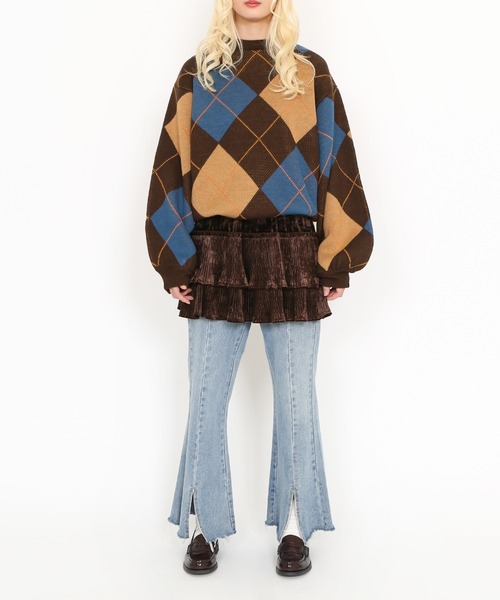 PUNYUS(プニュズ)の「ベロアプリーツティアードミニスカート(スカート・レディース・ブラック/ブラウン・1/2/4/3)」の4枚目の写真