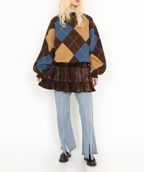 PUNYUS(プニュズ)の「ベロアプリーツティアードミニスカート(スカート・レディース・ブラック/ブラウン・1/2/4/3)」の5枚目の写真