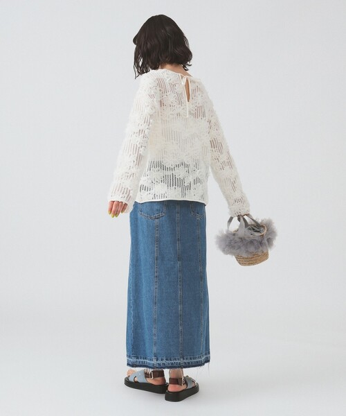 Ray BEAMS（レイビームス）の「メッシュ テープ シシュウ トップス（Tシャツ/カットソー・レディース・ホワイト系その他6/ブラック・ONE SIZE）」の4枚目の写真