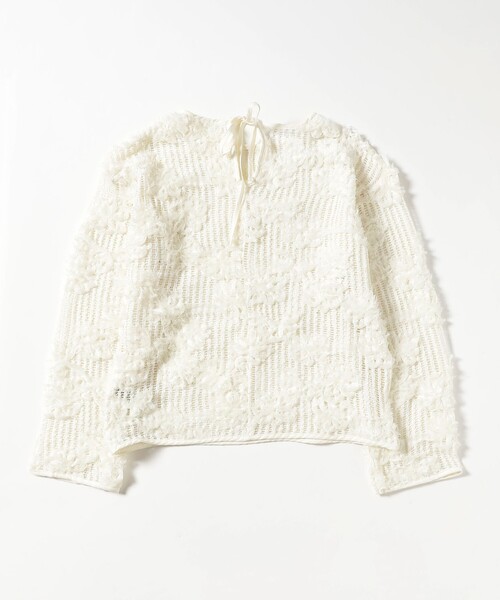 Ray BEAMS（レイビームス）の「メッシュ テープ シシュウ トップス（Tシャツ/カットソー・レディース・ホワイト系その他6/ブラック・ONE SIZE）」の14枚目の写真