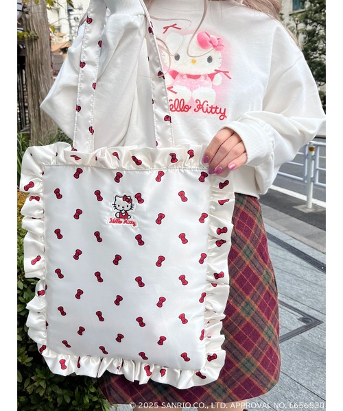 sanrio（サンリオ）の「【HELLO KITTY】リボン柄トートバッグ（トートバッグ・レディース・ホワイト/ピンク・FREE）」の18枚目の写真