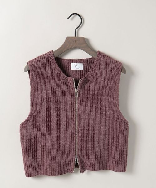 eL（エル）の「【eL】5G Front Zip Knit Vest/320878（ベスト・レディース・エンジ/グレー・FREE）」の2枚目の写真