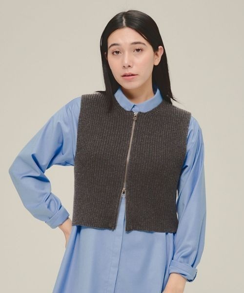 【eL】5G Front Zip Knit Vest/320878