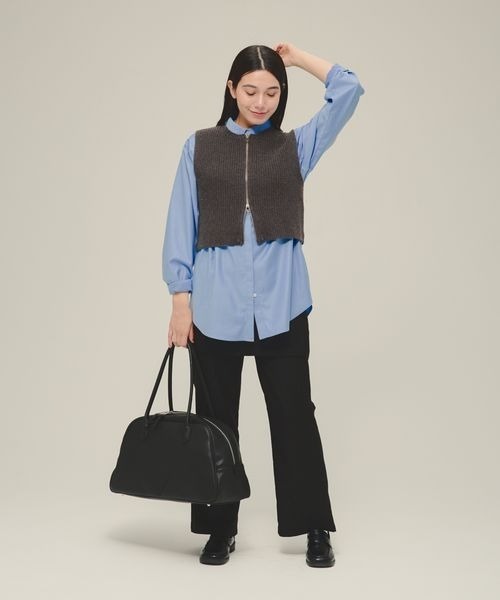 eL（エル）の「【eL】5G Front Zip Knit Vest/320878（ベスト・レディース・エンジ/グレー・FREE）」の3枚目の写真