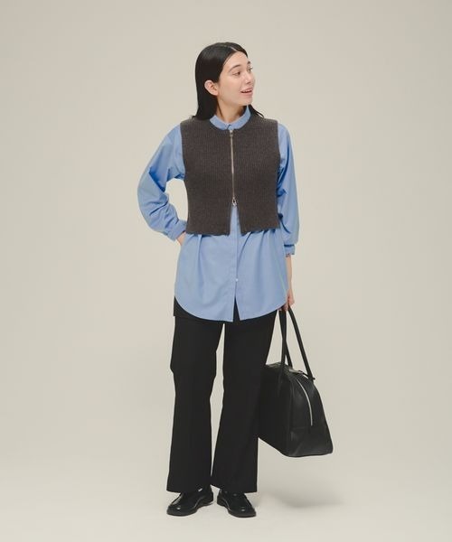 eL（エル）の「【eL】5G Front Zip Knit Vest/320878（ベスト・レディース・エンジ/グレー・FREE）」の6枚目の写真
