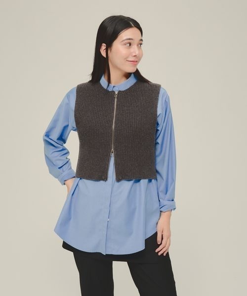 eL（エル）の「【eL】5G Front Zip Knit Vest/320878（ベスト・レディース・エンジ/グレー・FREE）」の7枚目の写真