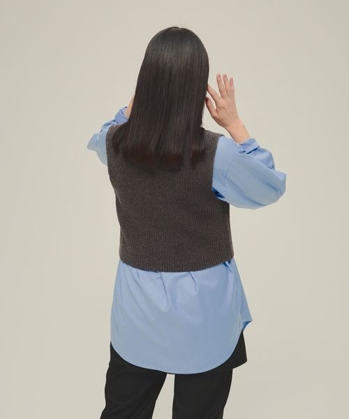 eL（エル）の「【eL】5G Front Zip Knit Vest/320878（ベスト・レディース・エンジ/グレー・FREE）」の8枚目の写真