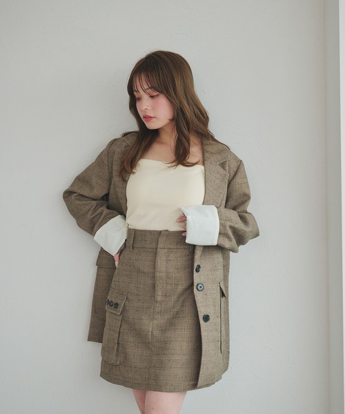 fupel(フぺル)の「spring tweed mini skirt / スプリングツイードミニスカート(setup対応可)(スカート・レディース・ブラウン系その他/ライトベージュ・FREE)」の3枚目の写真
