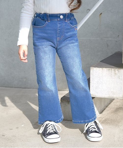 セール】【きれいシルエット】しっかりストレッチフレアデニムパンツ
