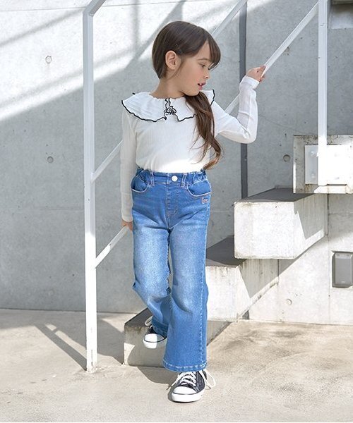 セール】【きれいシルエット】しっかりストレッチフレアデニムパンツ