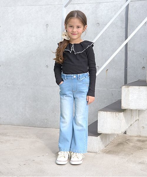 セール】【きれいシルエット】しっかりストレッチフレアデニムパンツ