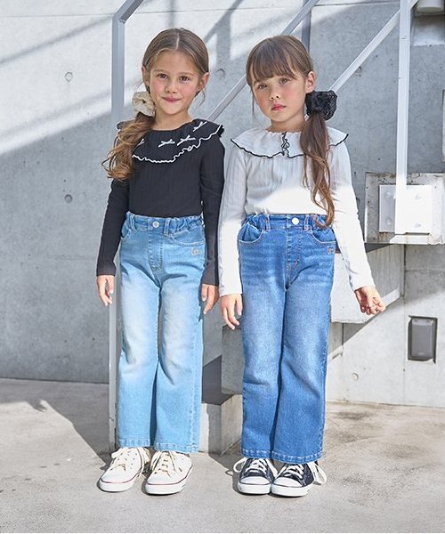 セール】【きれいシルエット】しっかりストレッチフレアデニムパンツ