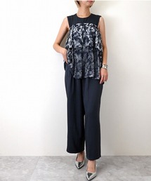 KURASHI & Trips 花柄オールインワン Cotton Stripe Ivy Flower Embroidery All In One | Pasand by