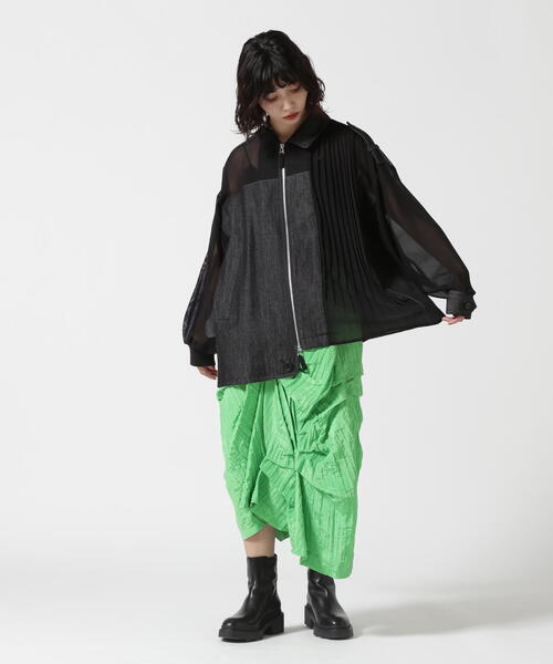 AULA AILA（アウラアイラ）の「AULA AILA/アウラアイラ/別注デニムコンビネーションブルゾン（ブルゾン・レディース・ブラック/ホワイト系2・0）」の3枚目の写真