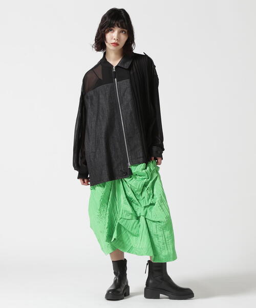 AULA AILA（アウラアイラ）の「AULA AILA/アウラアイラ/別注デニムコンビネーションブルゾン（ブルゾン・レディース・ブラック/ホワイト系2・0）」の4枚目の写真