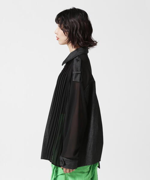 AULA AILA（アウラアイラ）の「AULA AILA/アウラアイラ/別注デニムコンビネーションブルゾン（ブルゾン・レディース・ブラック/ホワイト系2・0）」の5枚目の写真