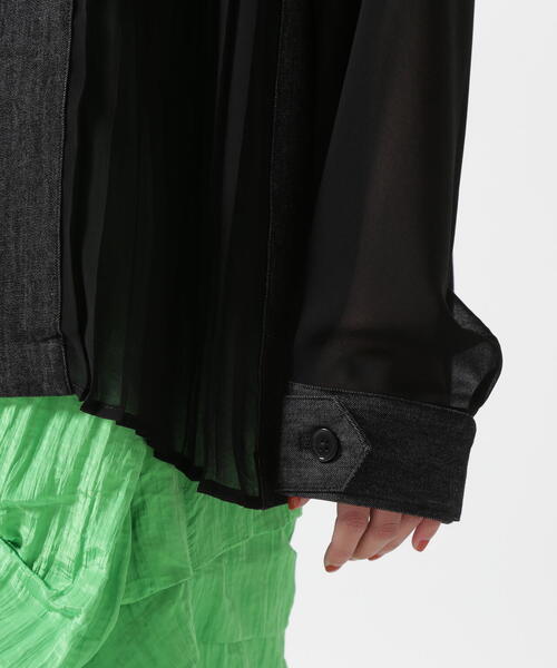 AULA AILA（アウラアイラ）の「AULA AILA/アウラアイラ/別注デニムコンビネーションブルゾン（ブルゾン・レディース・ブラック/ホワイト系2・0）」の14枚目の写真