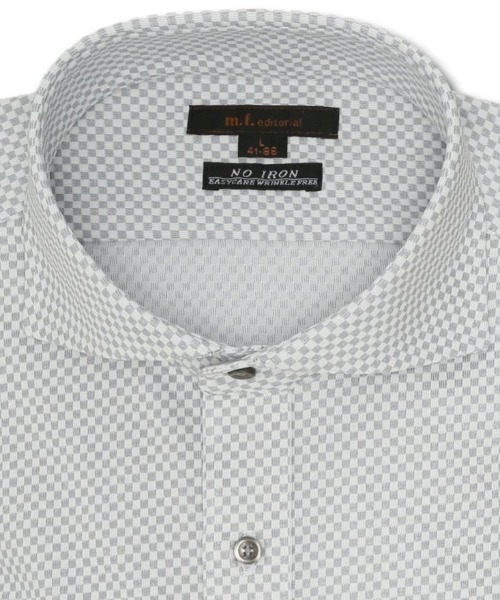 m.f.editorial（エムエフエディトリアル）の「【ストレッチ ノーアイロン 吸水速乾】m.f.エディトリアル メンズ カッタウェイ ビジネスドレス 長袖ニットシャツ（ビジネスシャツ・メンズ・グレー・首回り39cm-裄丈80cm/首回り43cm-裄丈86cm/首回り37cm-裄丈80cm/首回り39cm-裄丈84cm/首回り41cm-裄丈82cm/首回り41cm-裄丈86cm/首回り43cm-裄丈82cm）」の8枚目の写真
