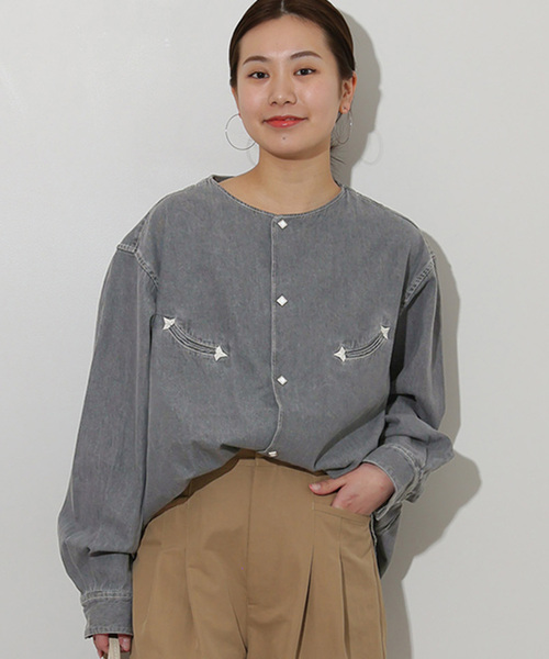JOURNAL STANDARD relume（ジャーナルスタンダード　レリューム）の「【SKIP MAISELS/スキップメイセルス】 ROWE SH：シャツ（シャツ/ブラウス・レディース・ブルー/ライトグレー・MEDIUM）」の8枚目の写真