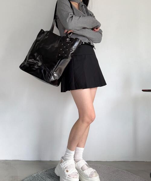 WEGO（ウィゴー）の「WEGO/リールパスケース付きA4BIGトート（トートバッグ・レディース・ブラック/シルバー・FREE）」の6枚目の写真