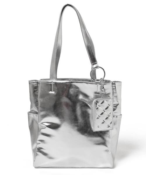 WEGO（ウィゴー）の「WEGO/リールパスケース付きA4BIGトート（トートバッグ・レディース・ブラック/シルバー・FREE）」の10枚目の写真