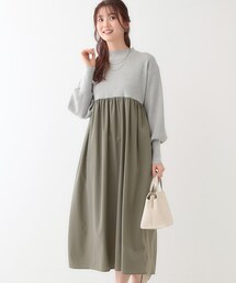 DRESKIP | 【S-LL】リブニットドッキングワンピース(ワンピース)