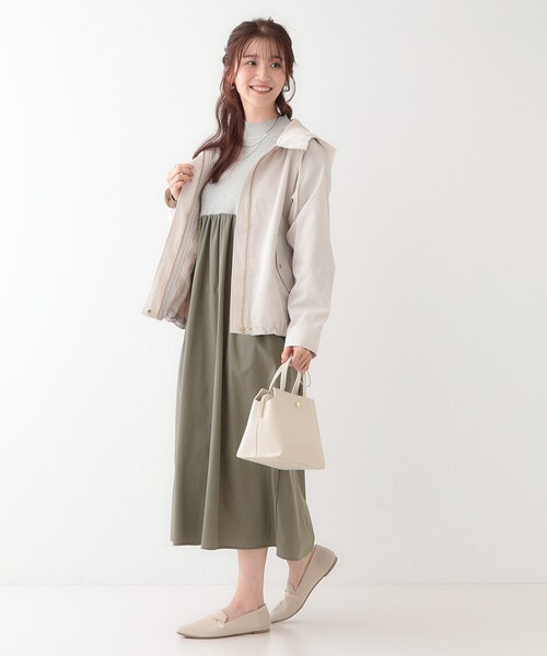 DRESKIP（ドレスキップ）の「【S-LL】リブニットドッキングワンピース（ワンピース・レディース・ライトグレー/ブラック/ホワイト系5・01/02/03/04）」の6枚目の写真