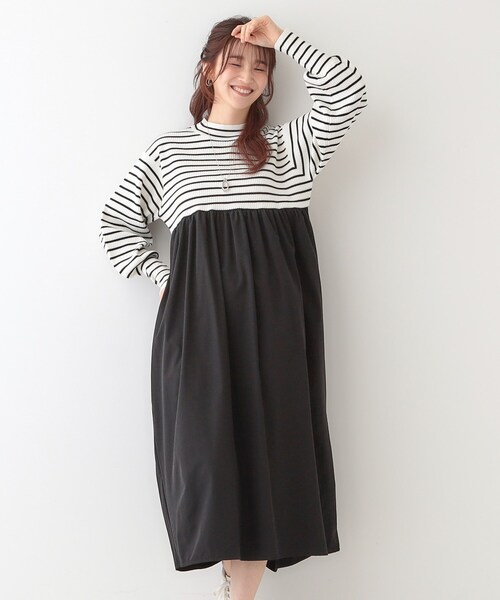 DRESKIP（ドレスキップ）の「【S-LL】リブニットドッキングワンピース（ワンピース・レディース・ライトグレー/ブラック/ホワイト系5・01/02/03/04）」の12枚目の写真