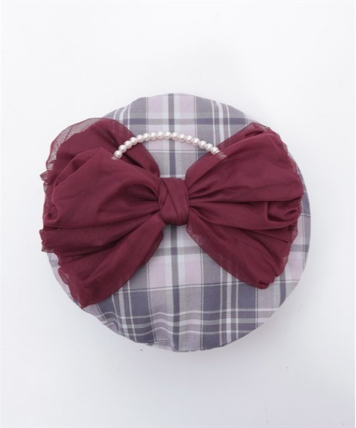 axes femme（アクシーズファム）の「パール付リボンチェックベレー（ハンチング/ベレー帽・レディース・ブルー/ベージュ/ラベンダー・FREE）」の21枚目の写真