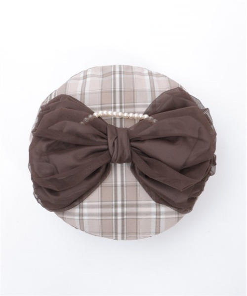 axes femme（アクシーズファム）の「パール付リボンチェックベレー（ハンチング/ベレー帽・レディース・ブルー/ベージュ/ラベンダー・FREE）」の19枚目の写真