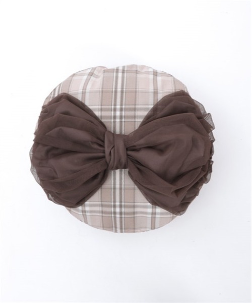 axes femme（アクシーズファム）の「パール付リボンチェックベレー（ハンチング/ベレー帽・レディース・ブルー/ベージュ/ラベンダー・FREE）」の8枚目の写真