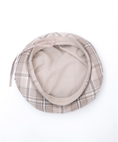 axes femme（アクシーズファム）の「パール付リボンチェックベレー（ハンチング/ベレー帽・レディース・ブルー/ベージュ/ラベンダー・FREE）」の9枚目の写真