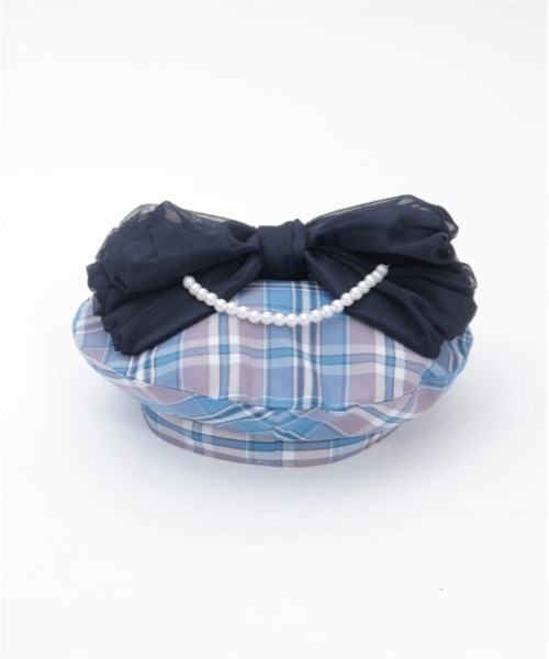 axes femme（アクシーズファム）の「パール付リボンチェックベレー（ハンチング/ベレー帽・レディース・ブルー/ベージュ/ラベンダー・FREE）」の12枚目の写真