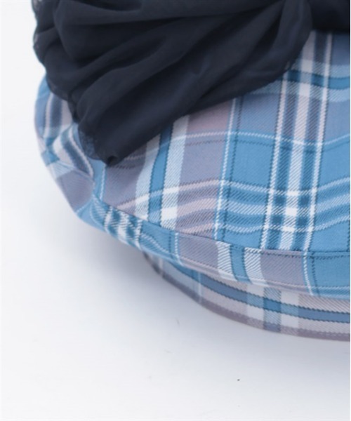 axes femme（アクシーズファム）の「パール付リボンチェックベレー（ハンチング/ベレー帽・レディース・ブルー/ベージュ/ラベンダー・FREE）」の4枚目の写真