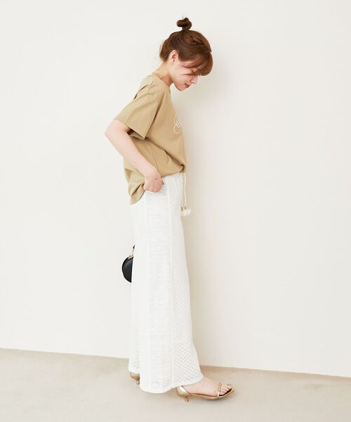 le.coeur blanc(ルクールブラン)の「Fanakaミックスレースパンツ(その他パンツ・レディース・ブラック/オフホワイト・38)」の3枚目の写真