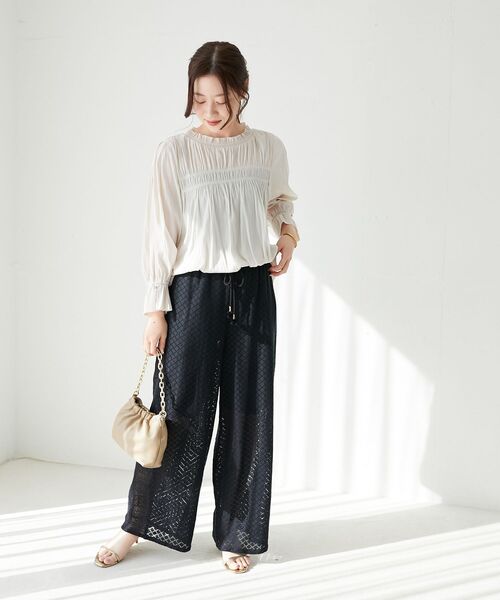 le.coeur blanc(ルクールブラン)の「Fanakaミックスレースパンツ(その他パンツ・レディース・ブラック/オフホワイト・38)」の18枚目の写真
