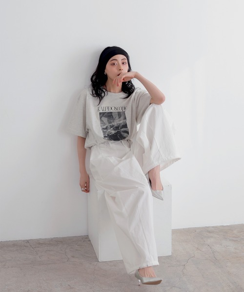 LIAN（リアン）の「フォトプリントオーバーサイズKAREIDOscopicT（Tシャツ/カットソー・レディース・オートミール/スミクロ/ホワイト×レッド・0/1）」の21枚目の写真