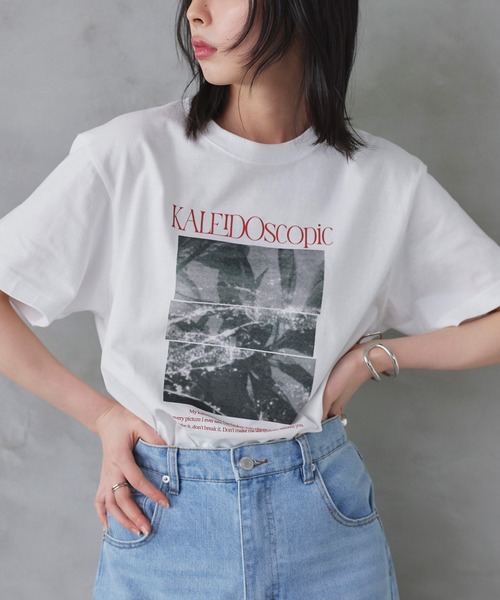 LIAN（リアン）の「フォトプリントオーバーサイズKAREIDOscopicT（Tシャツ/カットソー・レディース・オートミール/スミクロ/ホワイト×レッド・0/1）」の9枚目の写真