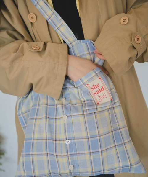 common gull products.(コモンガルプロダクツ)の「shesaidthat×common gull products.初めまして。 ” check bag ”(トートバッグ・レディース・アイボリー/サックスブルー系・フリー)」の1枚目の写真