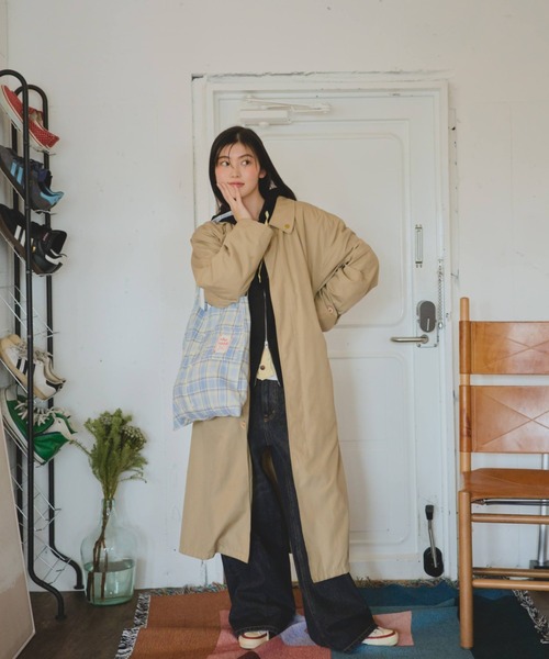 common gull products.(コモンガルプロダクツ)の「shesaidthat×common gull products.初めまして。 ” check bag ”(トートバッグ・レディース・アイボリー/サックスブルー系・フリー)」の5枚目の写真
