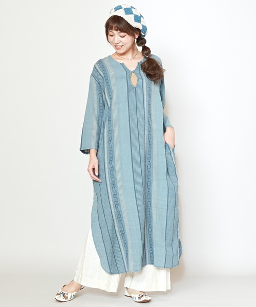 チャイハネ(チャイハネ)の「【チャイハネ】ホブストワンピース(ワンピース・レディース・ベージュ/ブルー/グレー・FREE)」の3枚目の写真