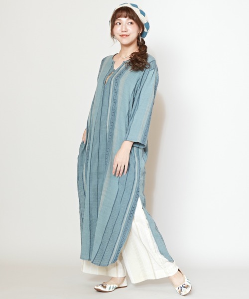 チャイハネ(チャイハネ)の「【チャイハネ】ホブストワンピース(ワンピース・レディース・ベージュ/ブルー/グレー・FREE)」の6枚目の写真