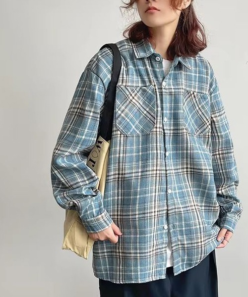 B.I.D.(ビーアイディー)の「《ルーズシルエットネルチェック長袖シャツ/ネルシャツ004(シャツ/ブラウス・メンズ・イエロー/ブルー/レッド・FREE)」の11枚目の写真