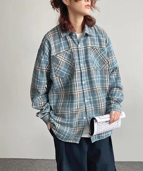 B.I.D.(ビーアイディー)の「《ルーズシルエットネルチェック長袖シャツ/ネルシャツ004(シャツ/ブラウス・メンズ・イエロー/ブルー/レッド・FREE)」の9枚目の写真