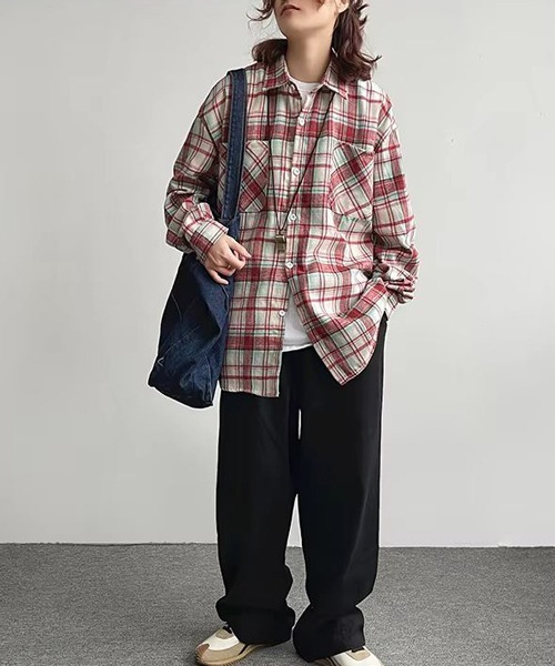 B.I.D.(ビーアイディー)の「《ルーズシルエットネルチェック長袖シャツ/ネルシャツ004(シャツ/ブラウス・メンズ・イエロー/ブルー/レッド・FREE)」の14枚目の写真