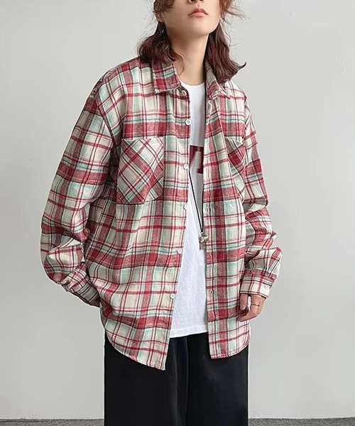 B.I.D.(ビーアイディー)の「《ルーズシルエットネルチェック長袖シャツ/ネルシャツ004(シャツ/ブラウス・メンズ・イエロー/ブルー/レッド・FREE)」の15枚目の写真