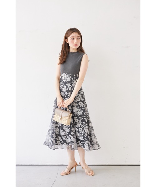 ZOZO限定】バックリボンシアーフラワードッキングワンピース