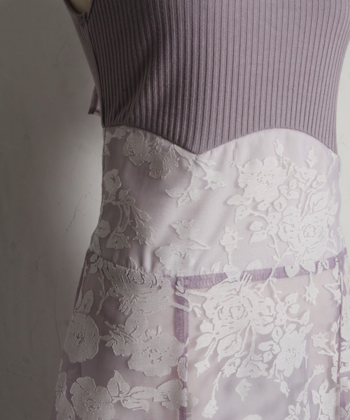 tocco closet（トッコ　クローゼット）の「【ZOZO限定】バックリボンシアーフラワードッキングワンピース（ワンピース・レディース・チャコールグレー/クリアブルー/ラベンダー・M）」の12枚目の写真